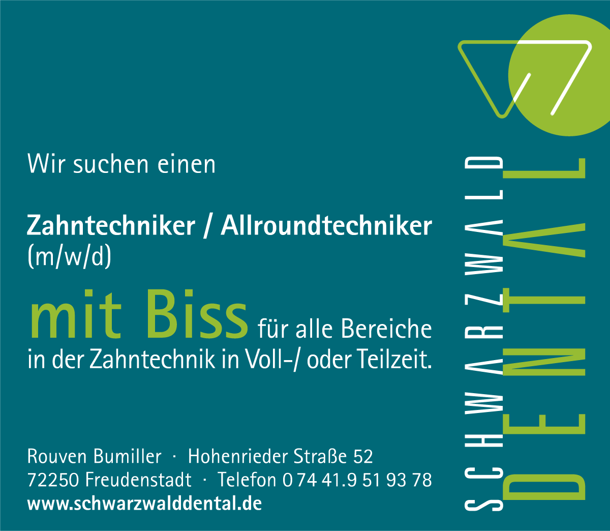 Stellenanzeige - Schwarzwalddental